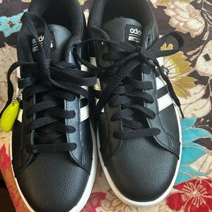 Adidas Black Sneakers with White Stripes